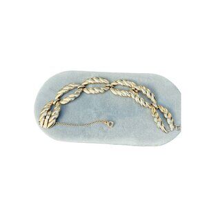 Vintage Monet Gold-Tone Leaf Link Bracelet With Safety Chain 7.5 Inches Retro Co